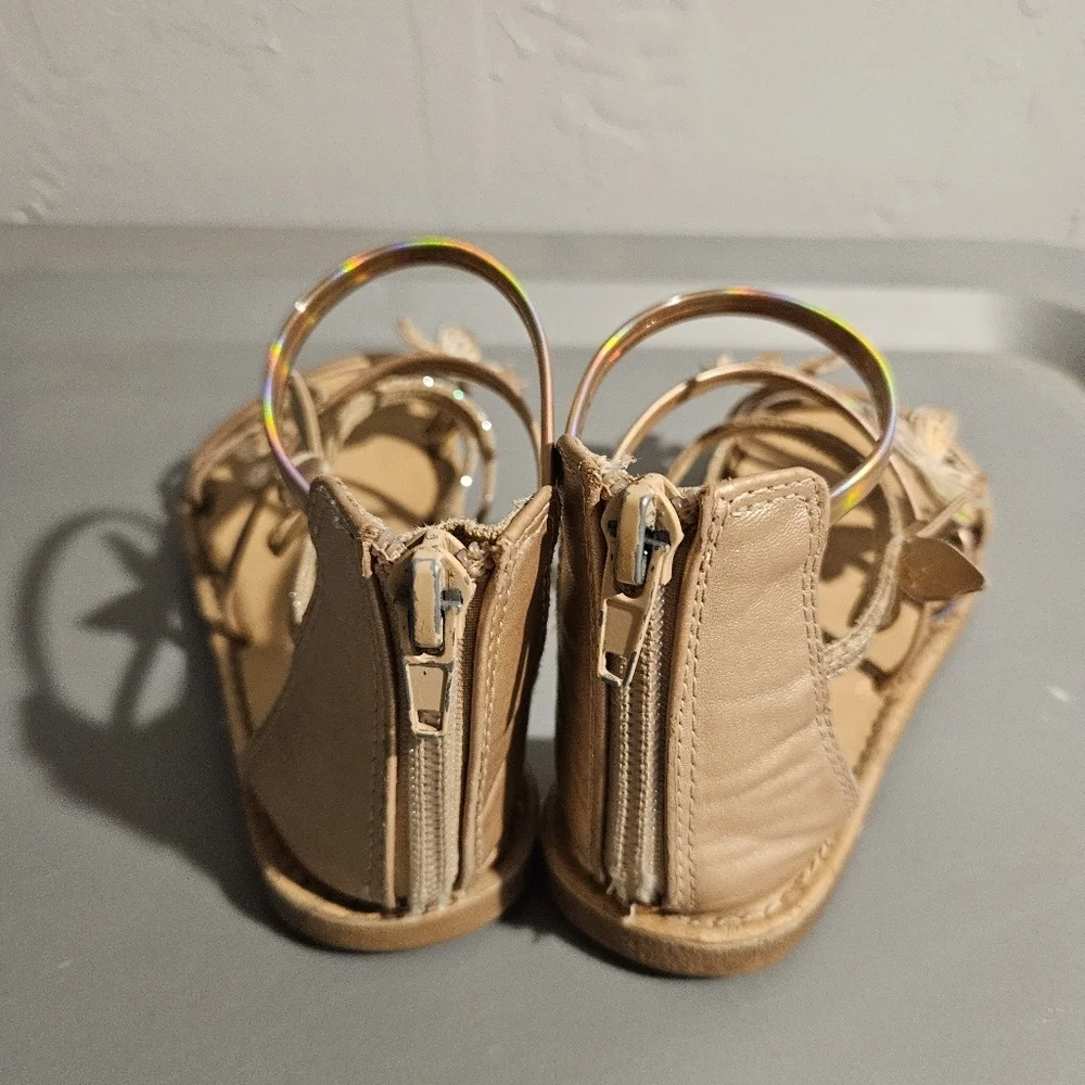 Self Esteem Girls 11 Rose Gold Butterfly Sandals Sparkle Holographic Straps